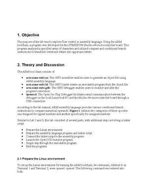 COEN311 Lab 4 Report: Flow Control in ARM Assembly Language - Studocu