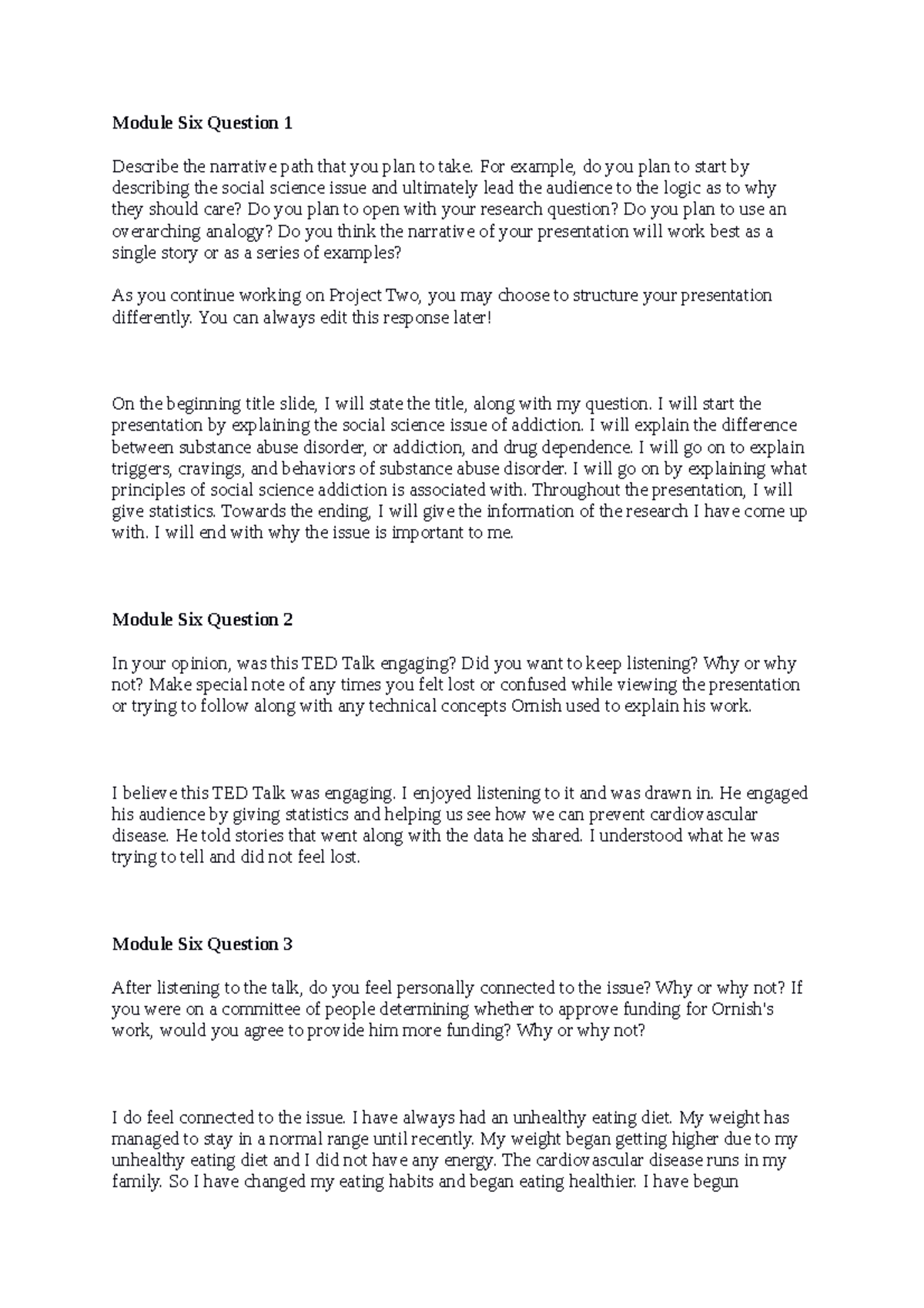 Mod 6 Project Two Narrative Structure & Presentation Feedback - Studocu