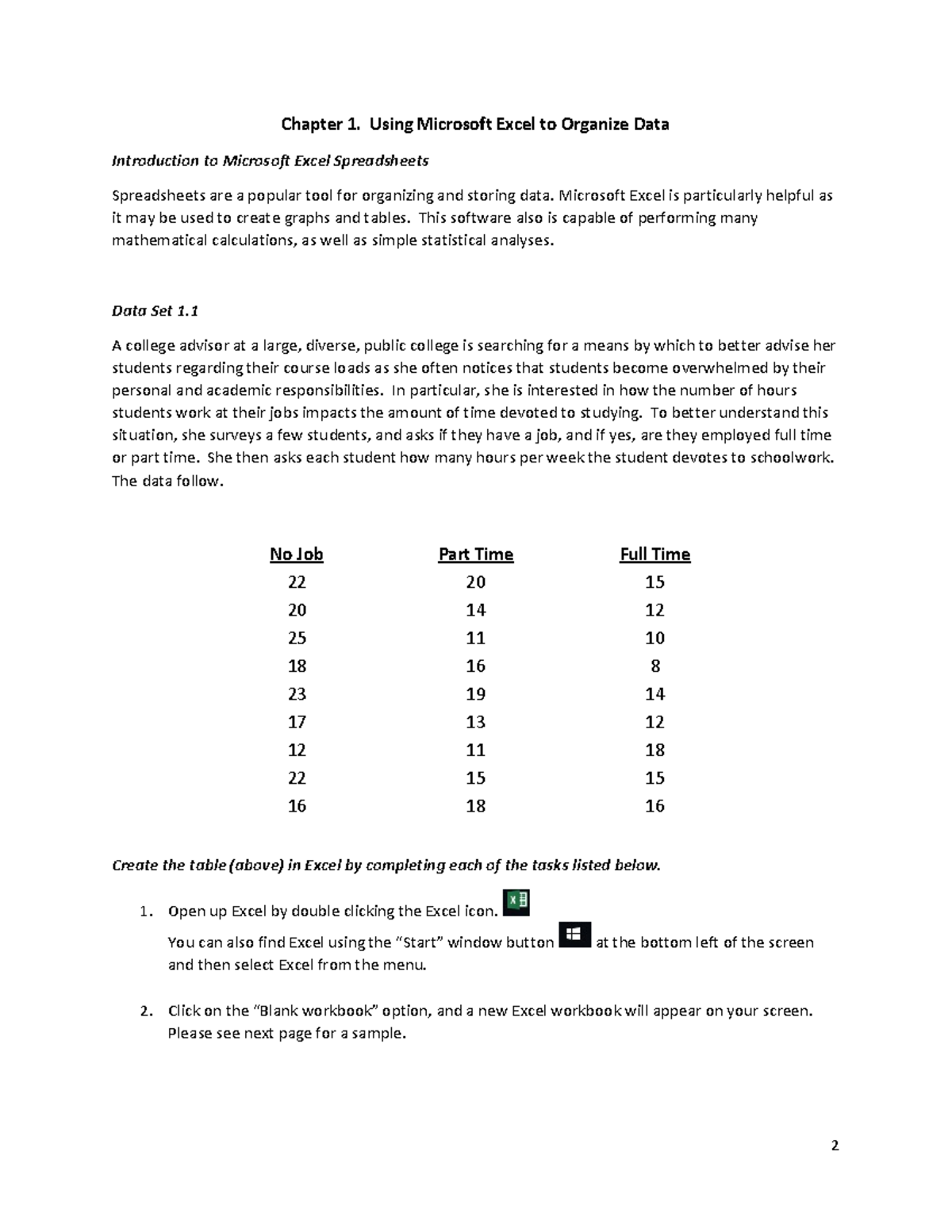 Chapter 1 - Excel - Chapter 1. Using Microsoft Excel to Organize Data ...