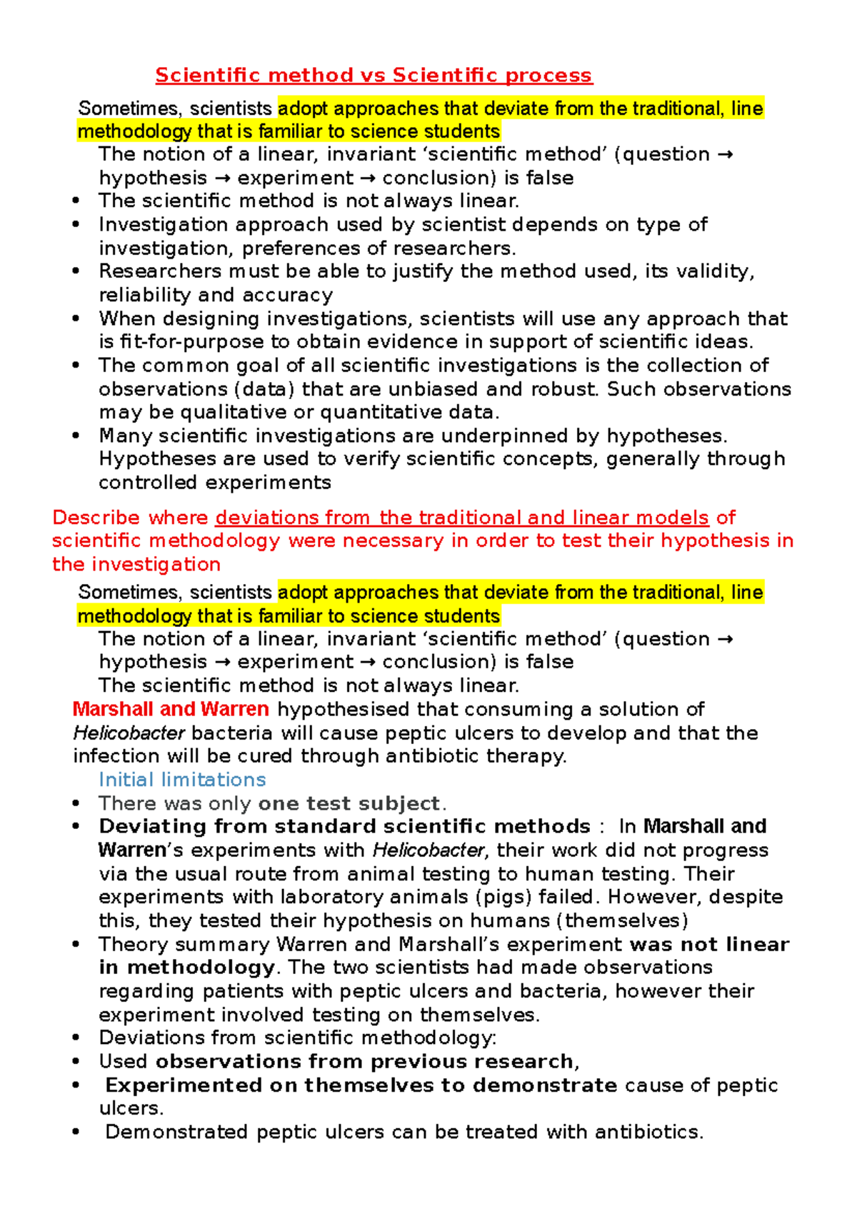 Scientific Method vs Process: Deviations in Research Approaches - Studocu