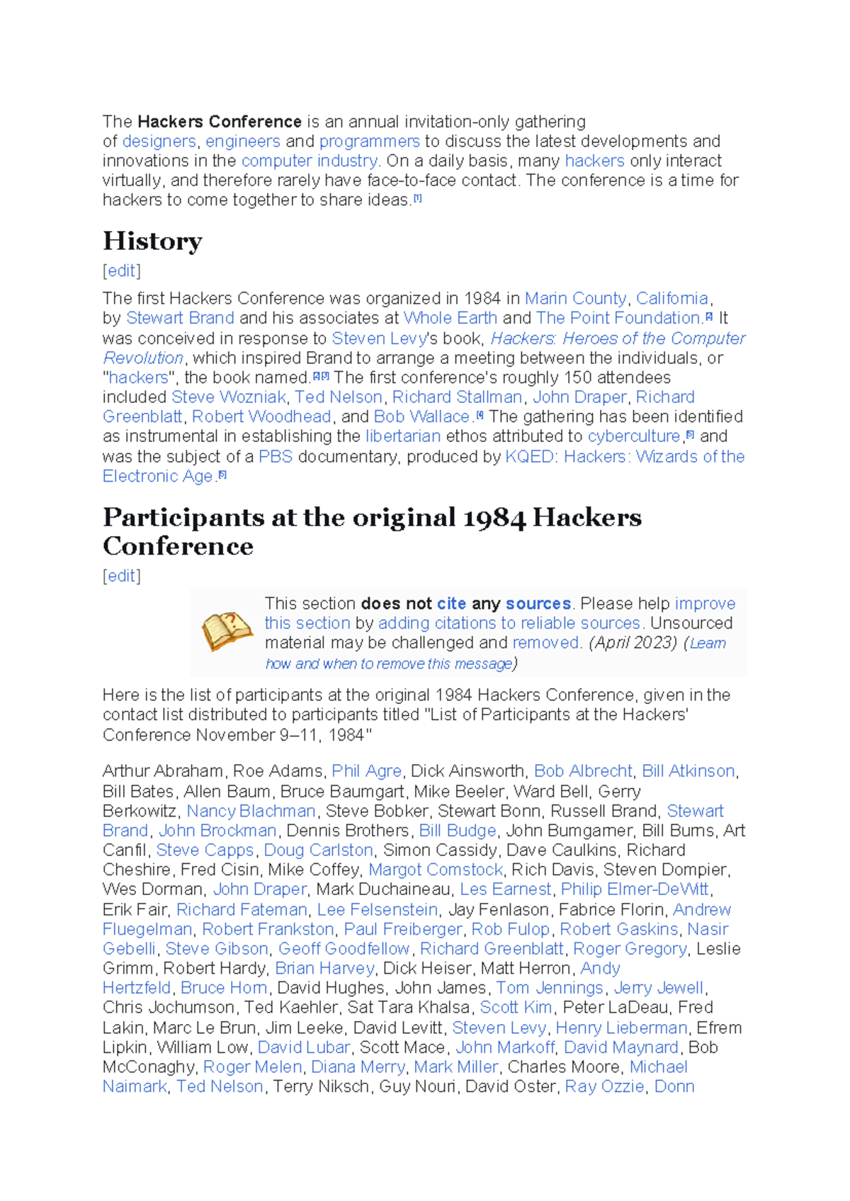 The 1984 Hackers Conference: A Gathering of Innovators and Pioneers ...