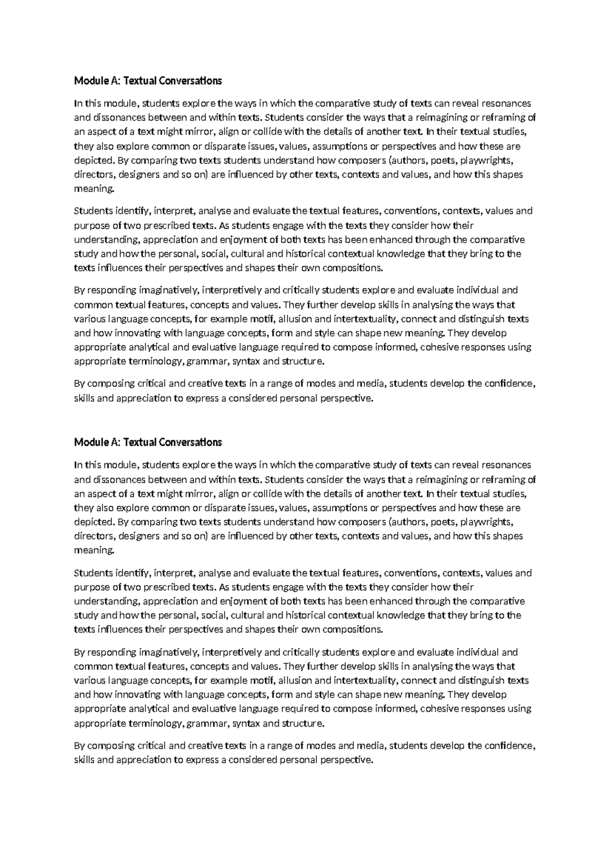 Module A: Comparative Study of Texts and Textual Features - Studocu