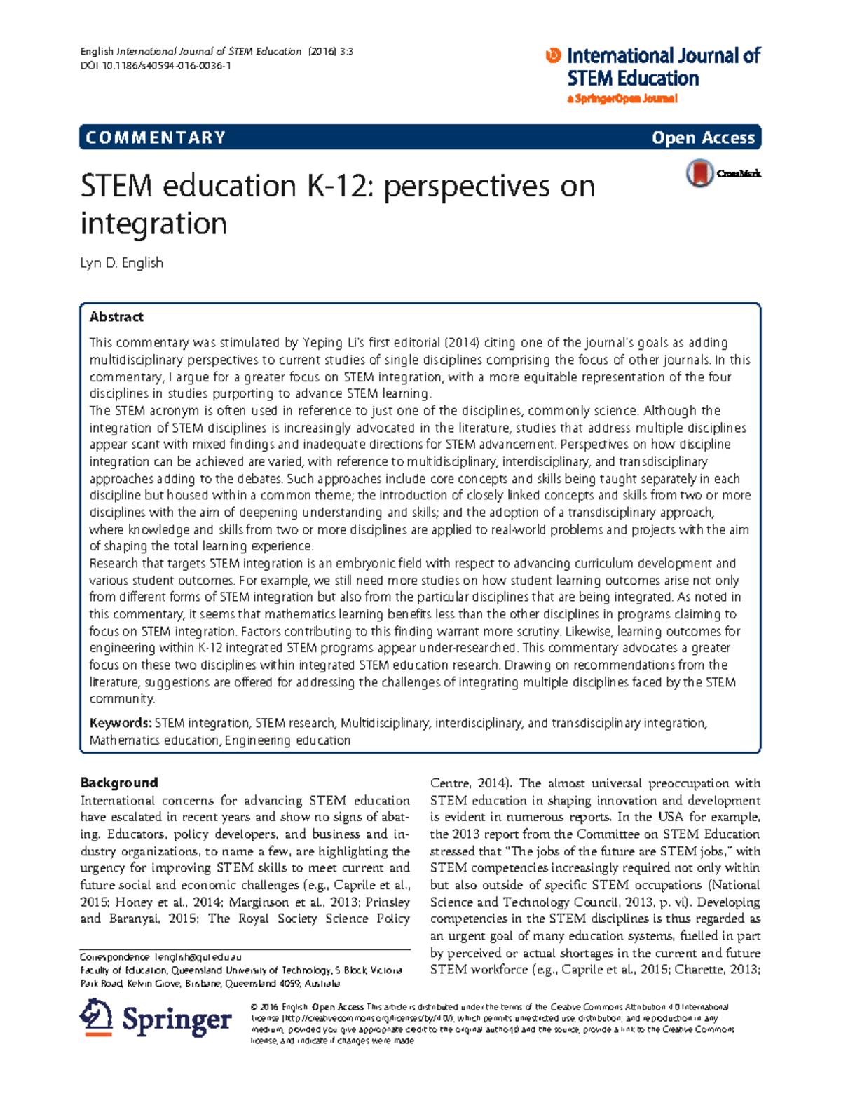 STEM Integration Perspectives: Advancing Multidisciplinary Education ...