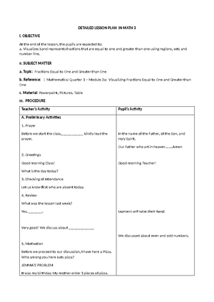 Detailed Lesson PLAN IN MATH 3-2 - DETAILED LESSON PLAN IN MATH 3 I ...