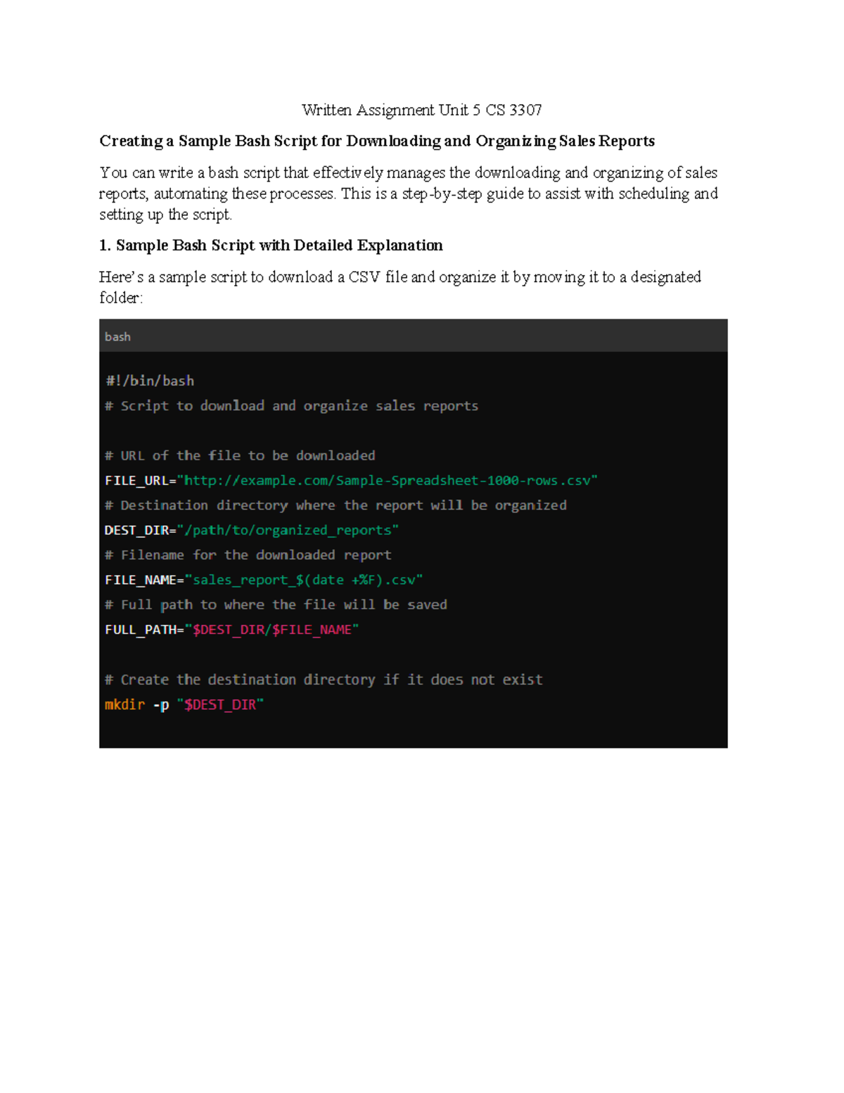Bash Scripting Guide for Downloading Sales Reports: CS 3307 Unit 5 ...