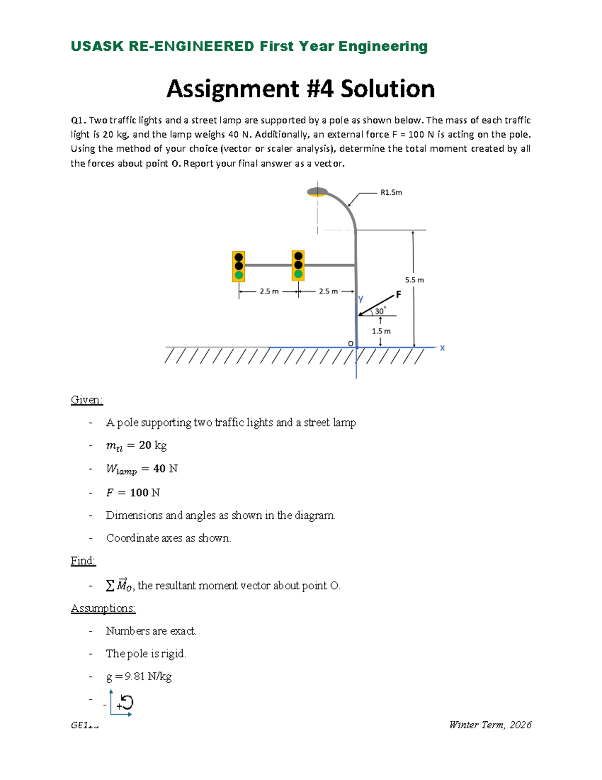 GE123 Winter Term 2026 Statics Assignment 4 Solutions - Studocu