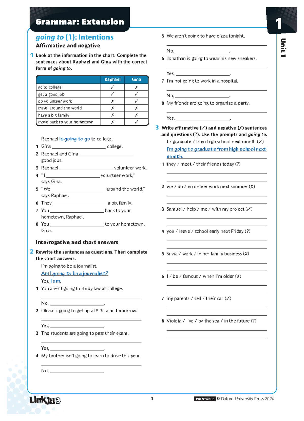 Linkit 2e 3 Grammar Extension: Going to, Present Perfect, and Tag ...