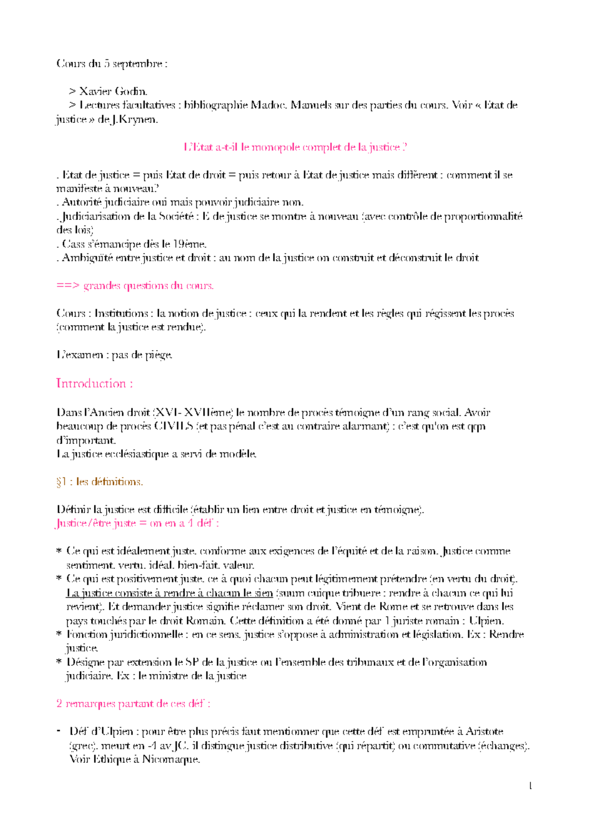 Histoire du Droit (HIST 101) : Évolution de la Justice Pénale en France ...