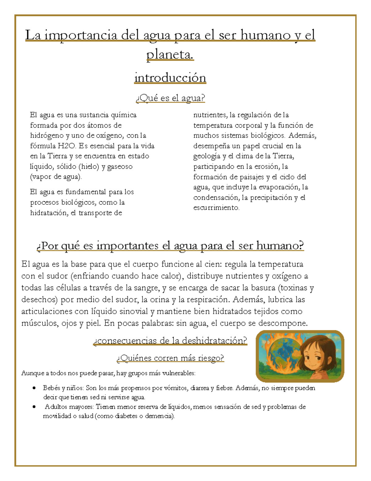La Importancia del Agua para el Ser Humano y el Planeta: Análisis y ...