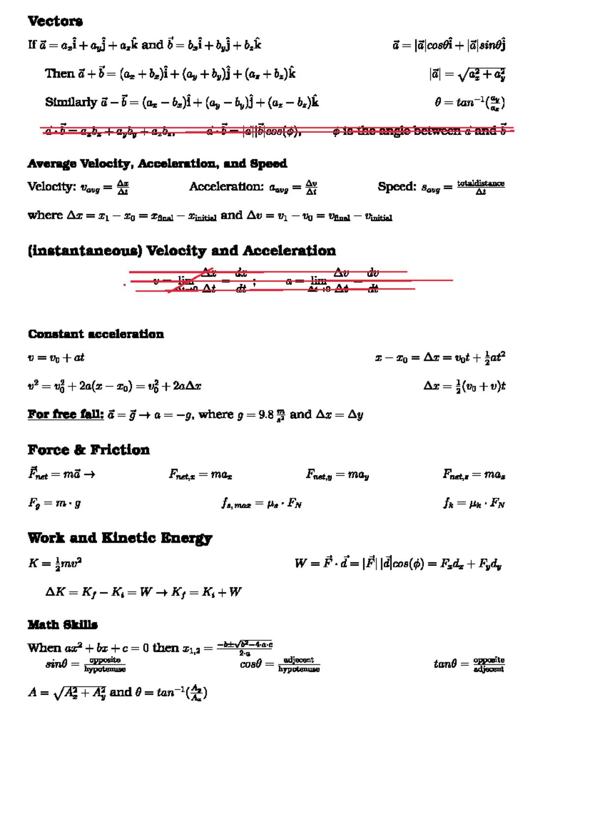 Formula sheet for physics for Medical sciences-1 - General Physics for ...