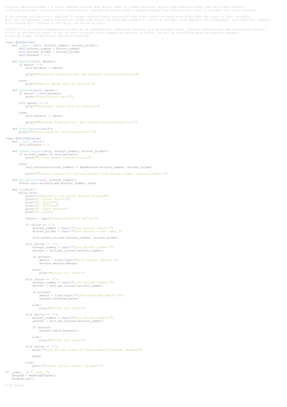 Python Banking Program: Simple Account Management in Python - Studocu