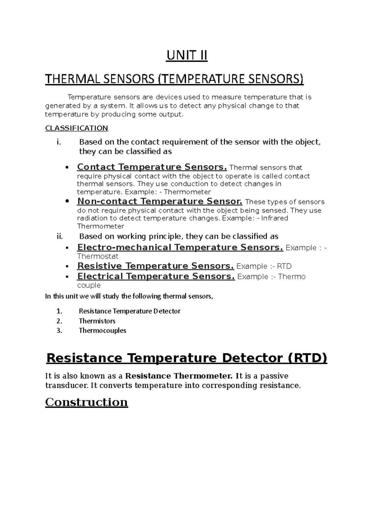 Thermal sensors-Sensors and Transducers - UNIT II THERMAL SENSORS ...