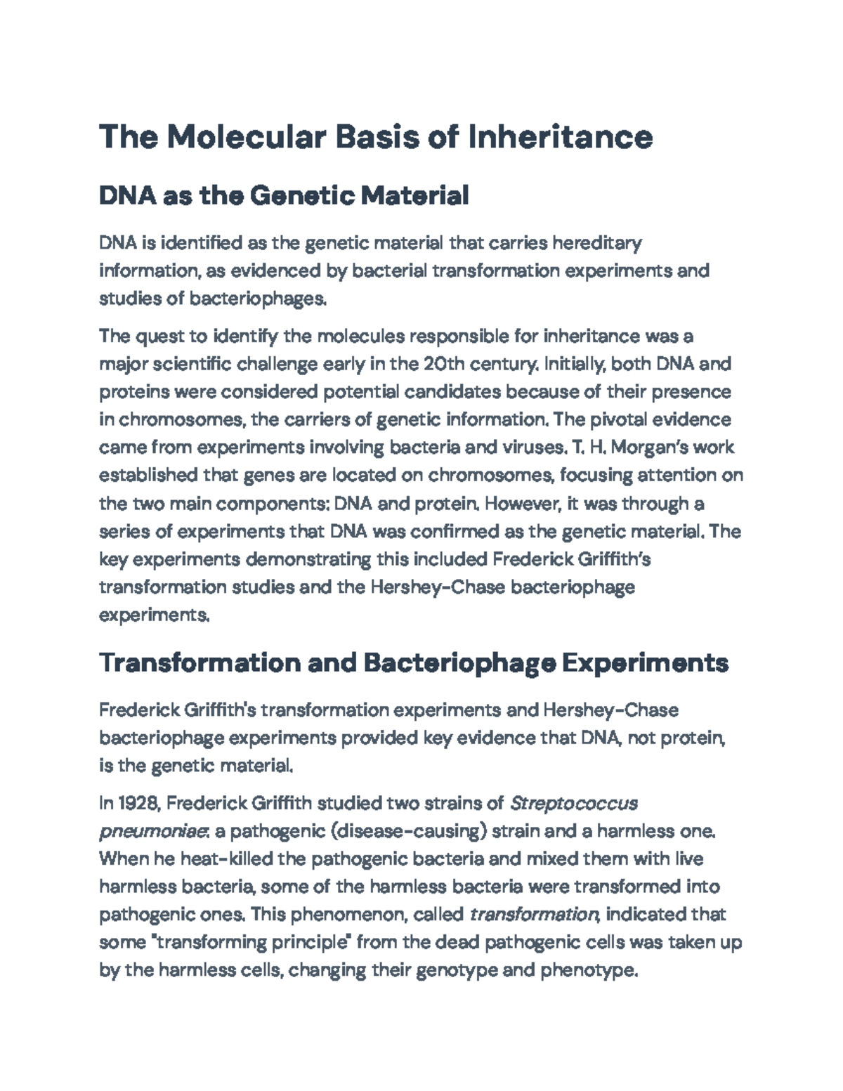 Molecular Basis of Inheritance: Evidence for DNA as Genetic Material ...