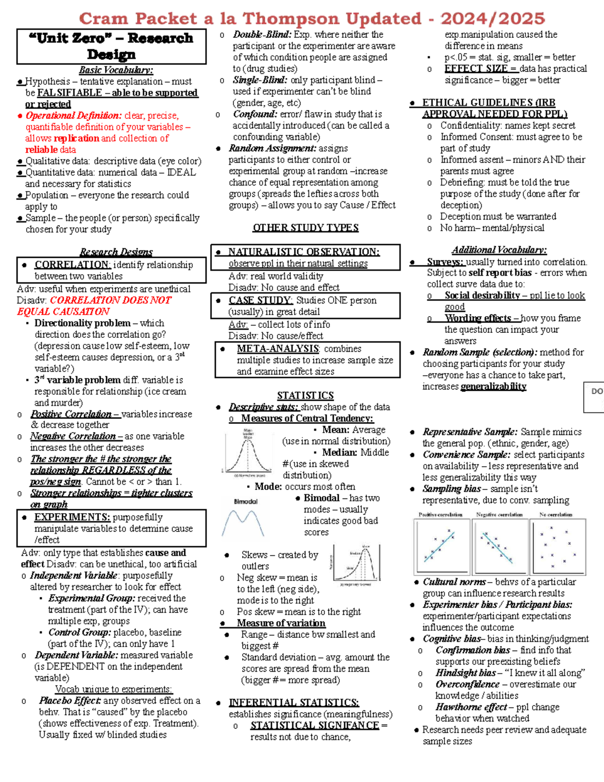 Research Design Vocabulary and Concepts for PSY 101 Final Exam - Studocu