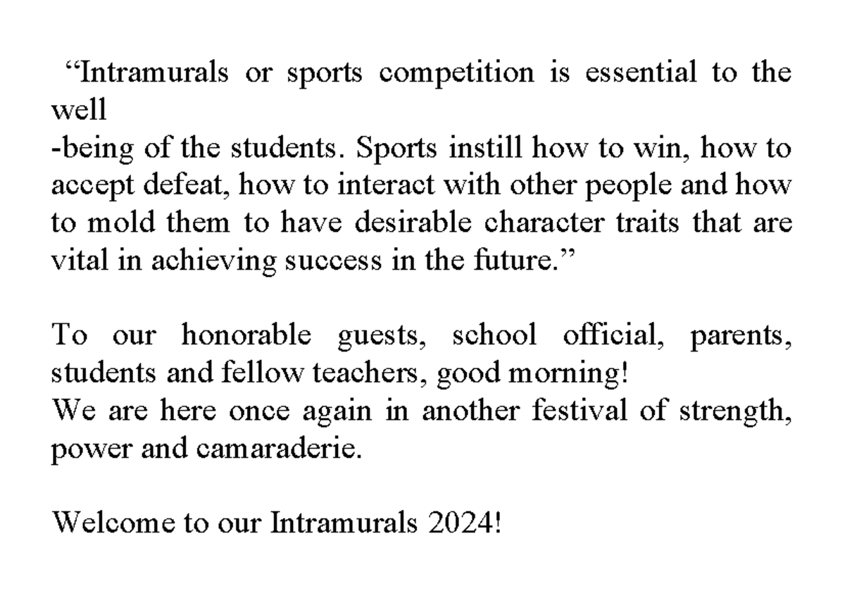 Finding the correct script for any event - “Intramurals or sports ...