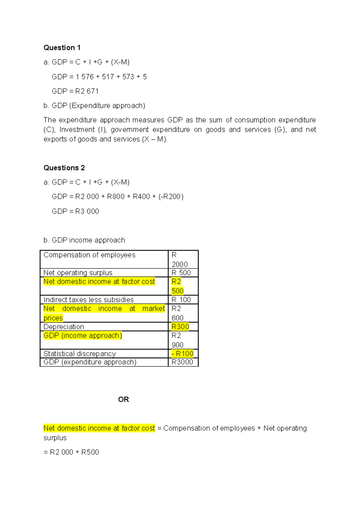 Chapter 21 & 23 SI Memo: GDP Calculation Methods & Approaches - Studocu