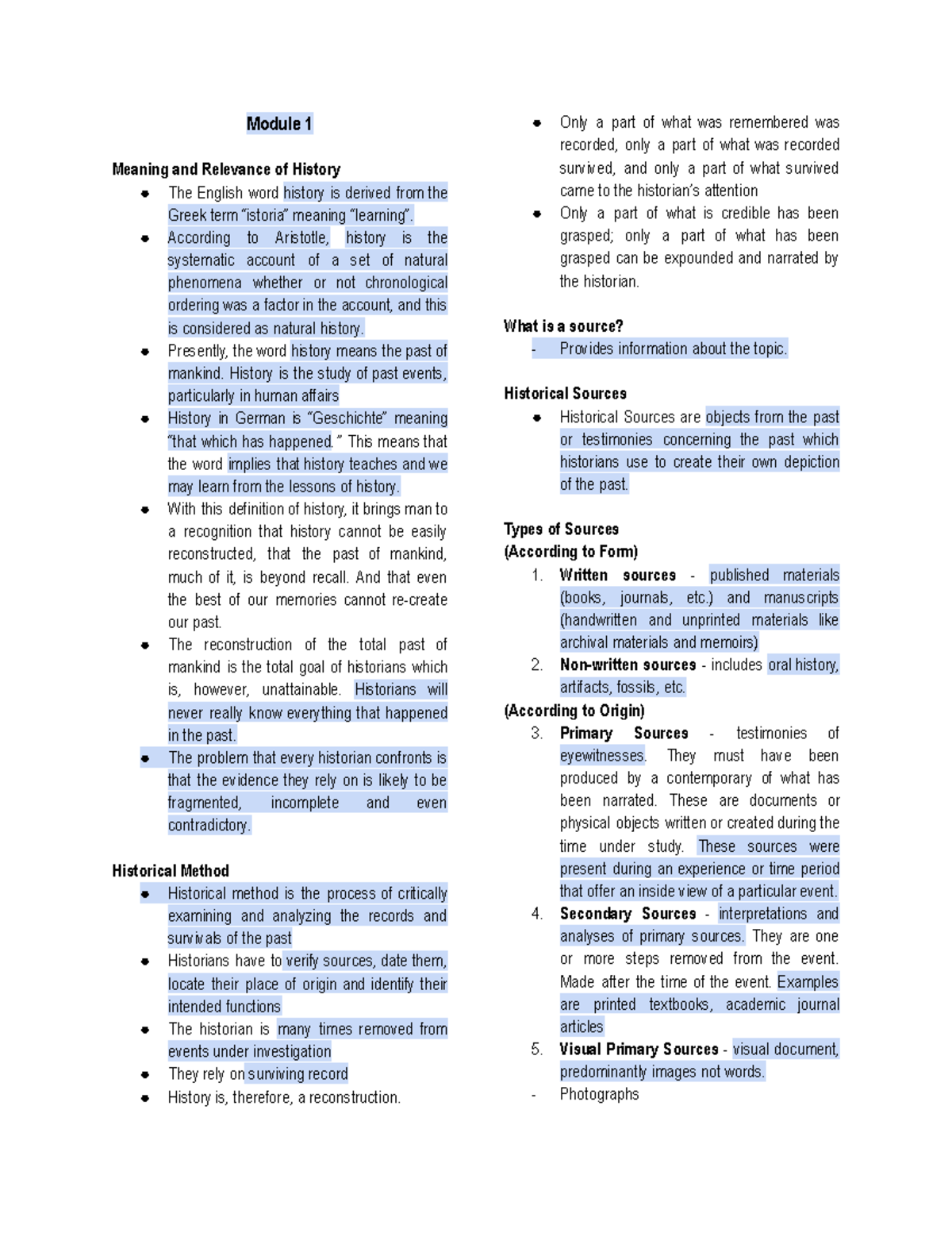 RIPH111 - Module 1: Understanding History and Historical Methods - Studocu