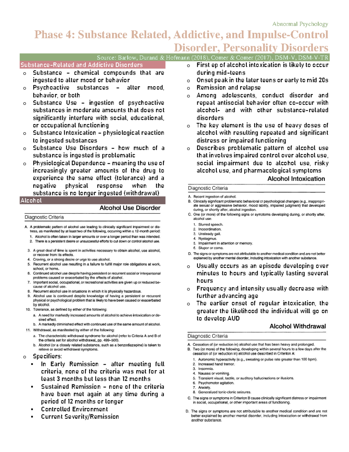 Abnormal Psychology Phase 4: Substance Use & Personality Disorders ...