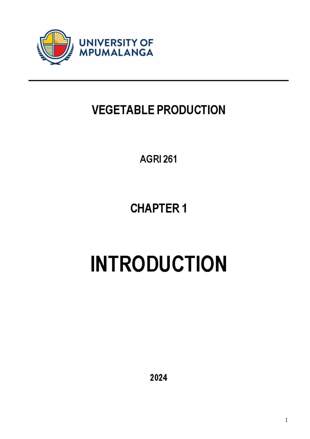AGRI 261 - Chapter 1: Introduction to Vegetable Production - Studocu