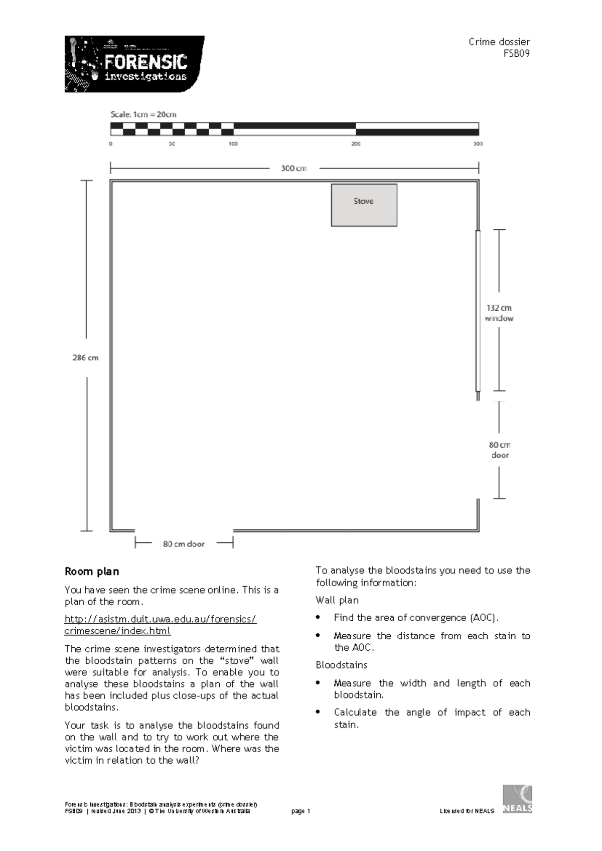 Blood Spatter Analysis Worksheet for FSB09 Crime Scene Investigation ...