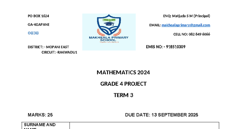 2025 GRADE 4 TERM 3 MATHEMATICS PROJECT NOTES - Studocu
