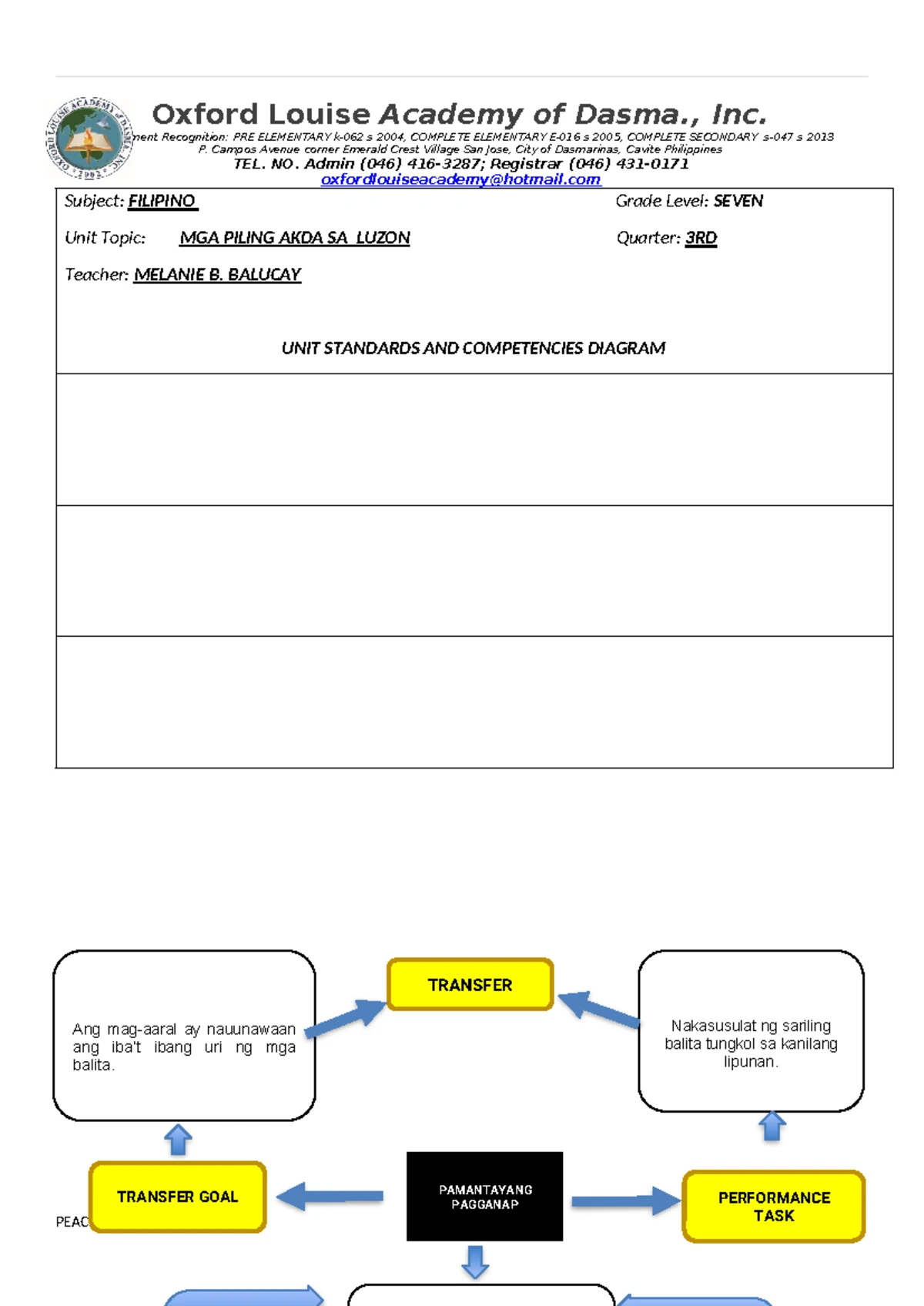 LP-1: Semi-Detailed Lesson Plan for Filipino 9 on 