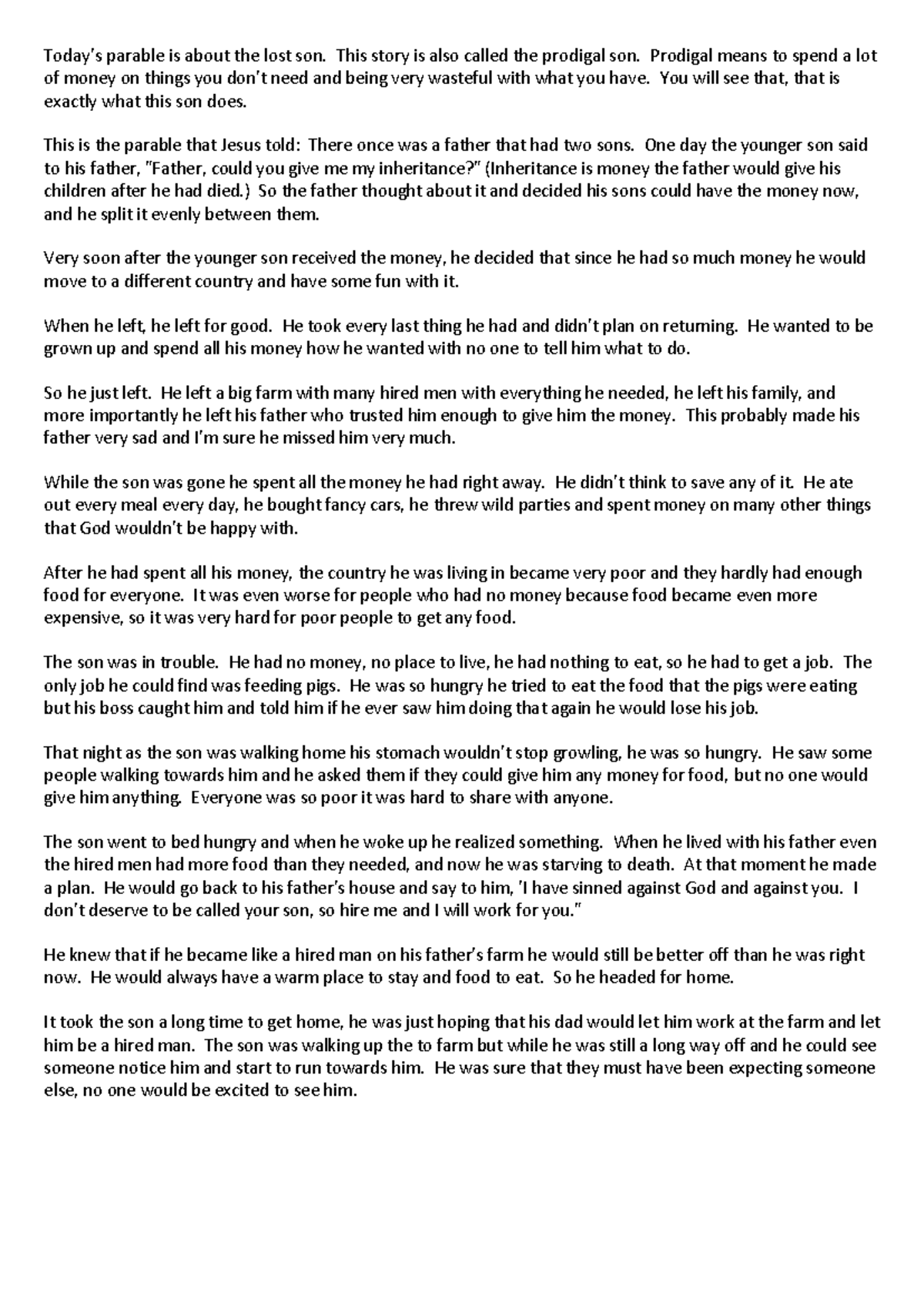6 - Prodigal Son Parable Notes: Lesson on Forgiveness and Redemption ...