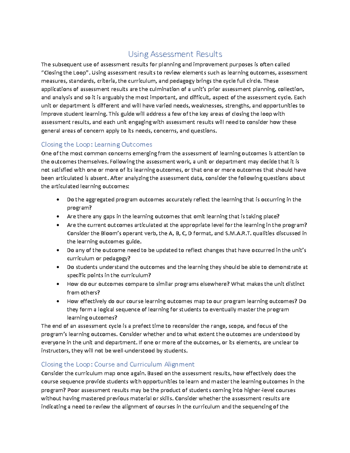 2023 Using Assessment Results to Close the Loop on Learning Outcomes ...