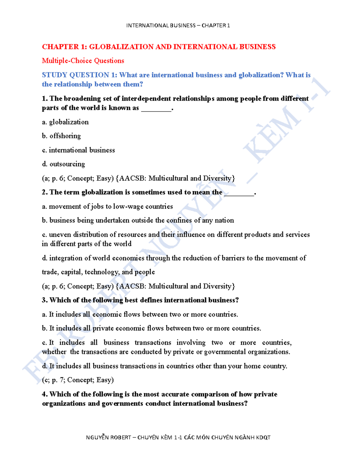 Chapter 1: Globalization & Int'l Business Concepts - IB 101 Notes - Studocu