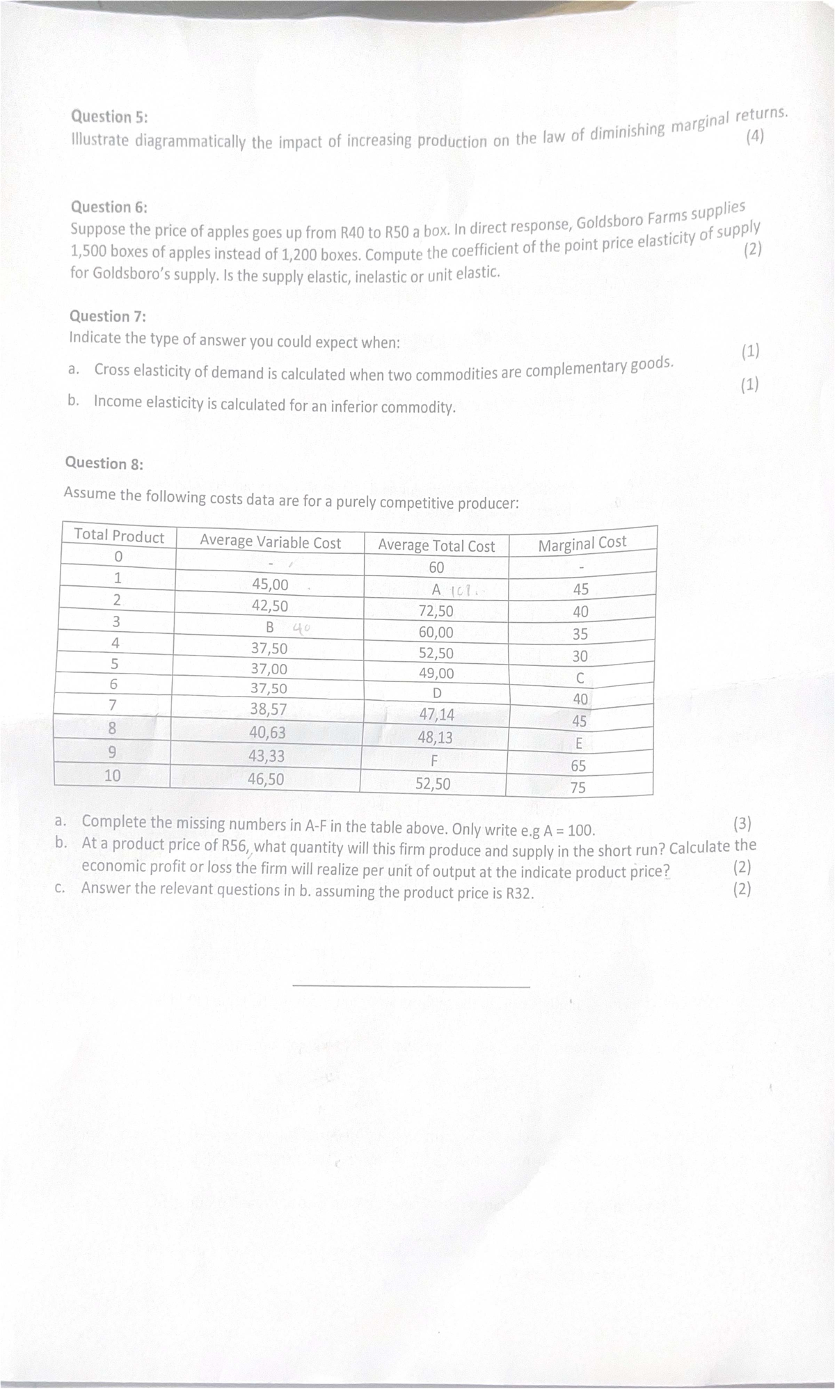 EKN Module Test - Semester Test on Supply and Elasticity Concepts - Studocu