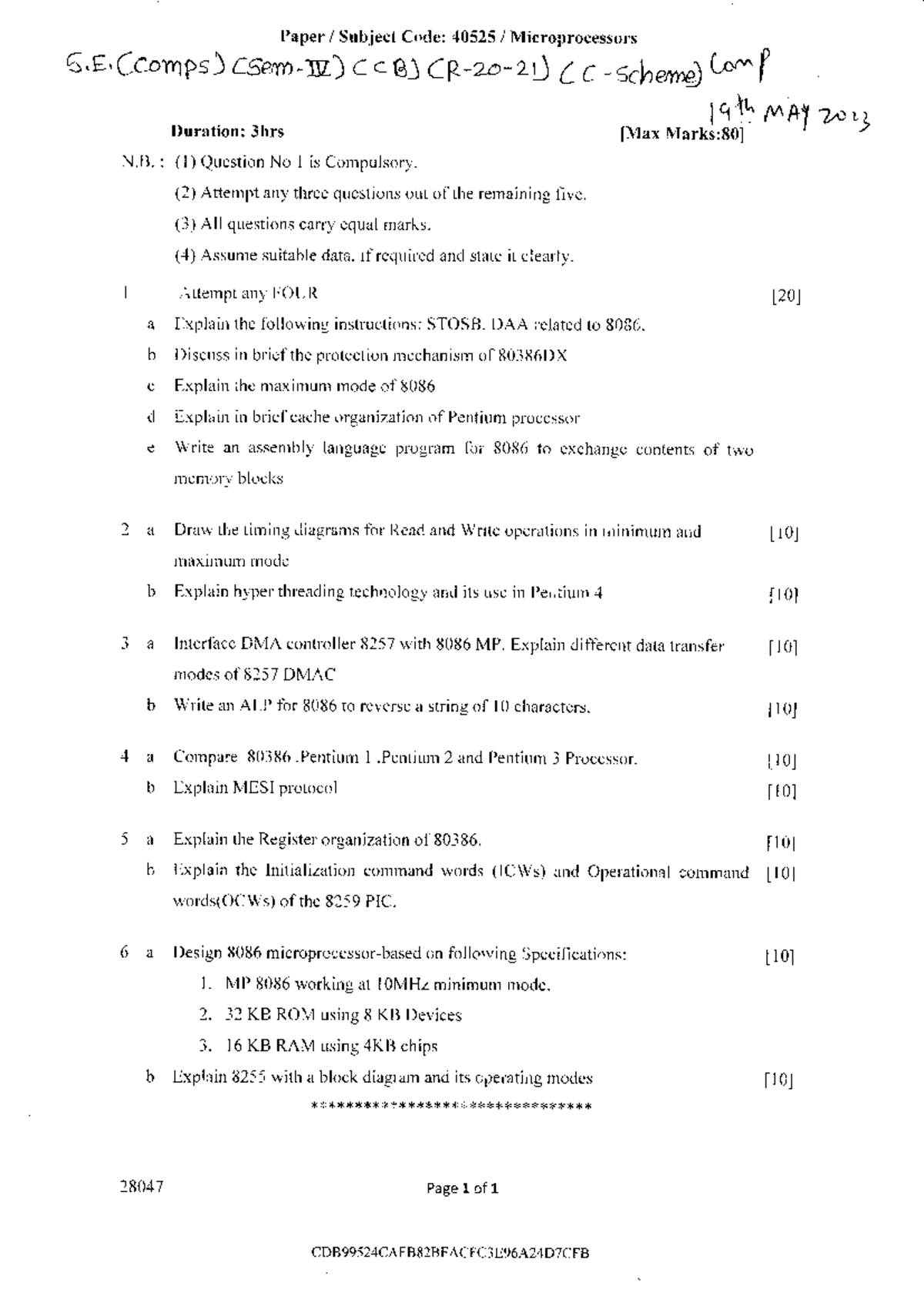 Microprocessor ESE QP: Paper Code 40525i - Exam Questions ...