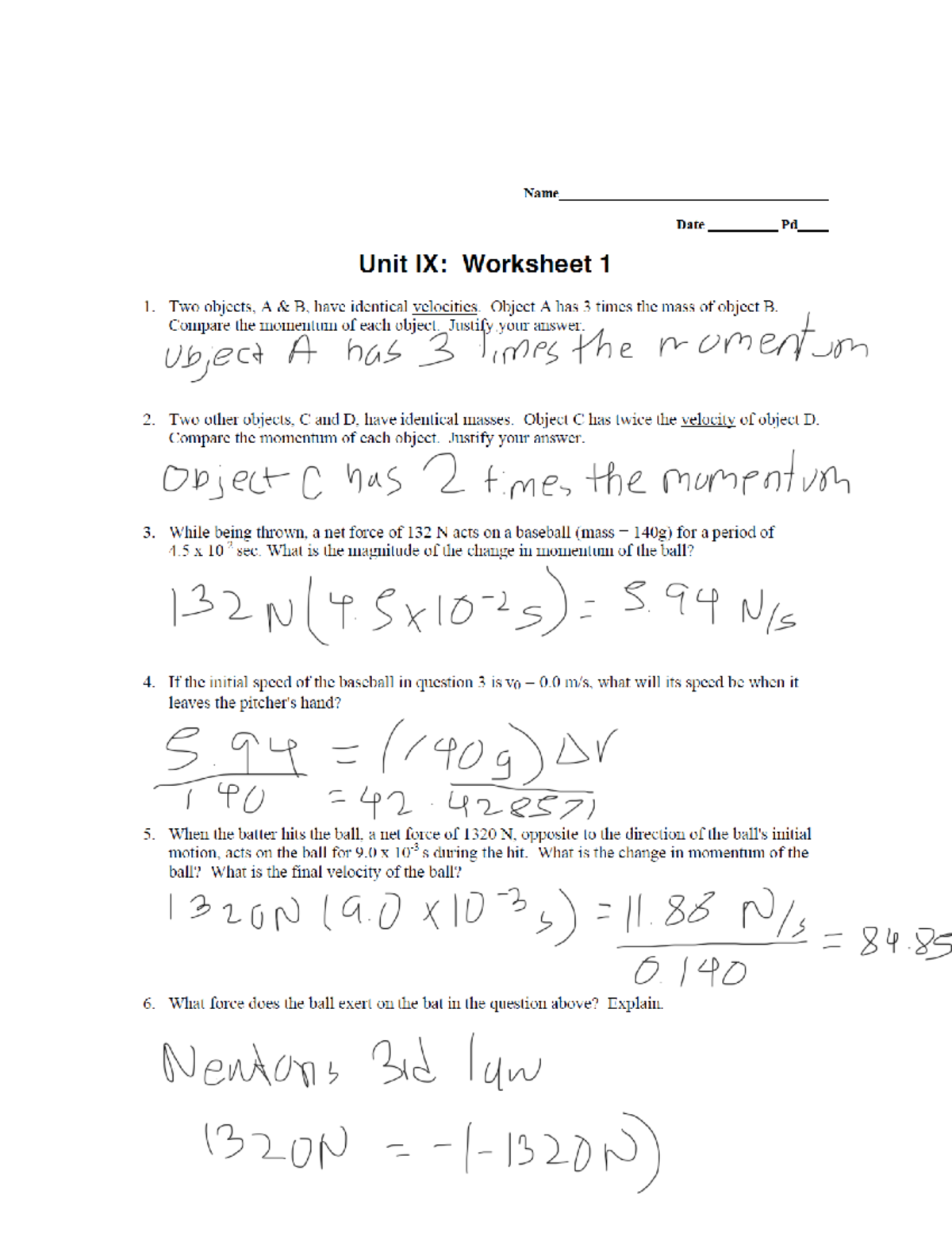 Conservation of Momentum Lab Worksheet - Edubirdie, image size:1200x1553