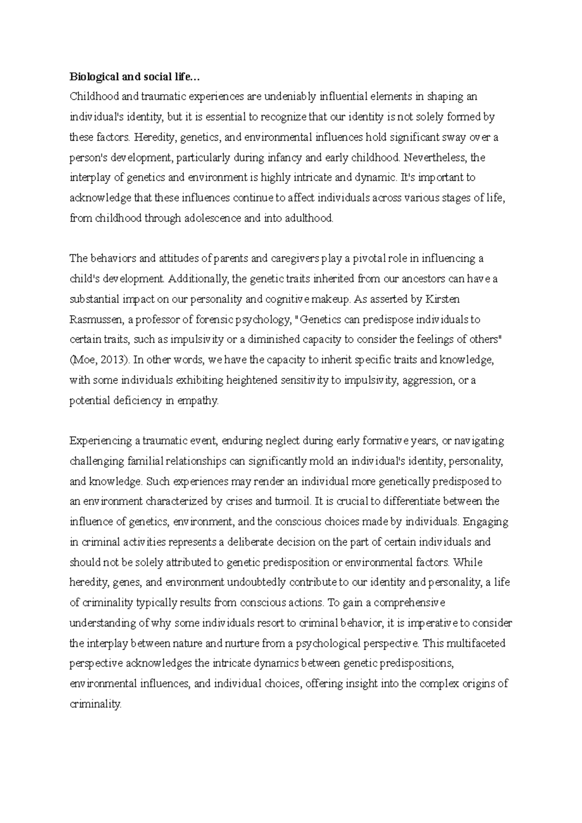 Biological and Social Influences on Identity Development: A Study - Studocu