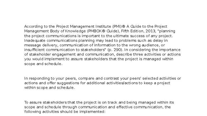 5-1 Discussion: Effective Stakeholder Communication Strategies - Studocu