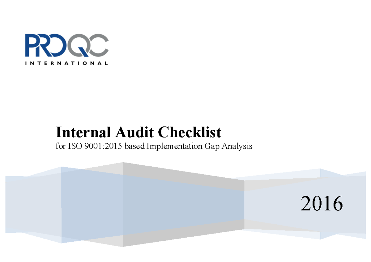ISO 9001:2015 Quality Management System Audit Checklist - Gap Analysis ...