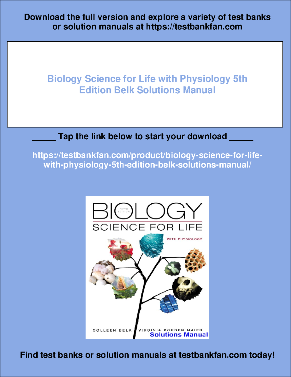Biology 11159: Science for Life with Physiology 5th Ed. Solutions ...