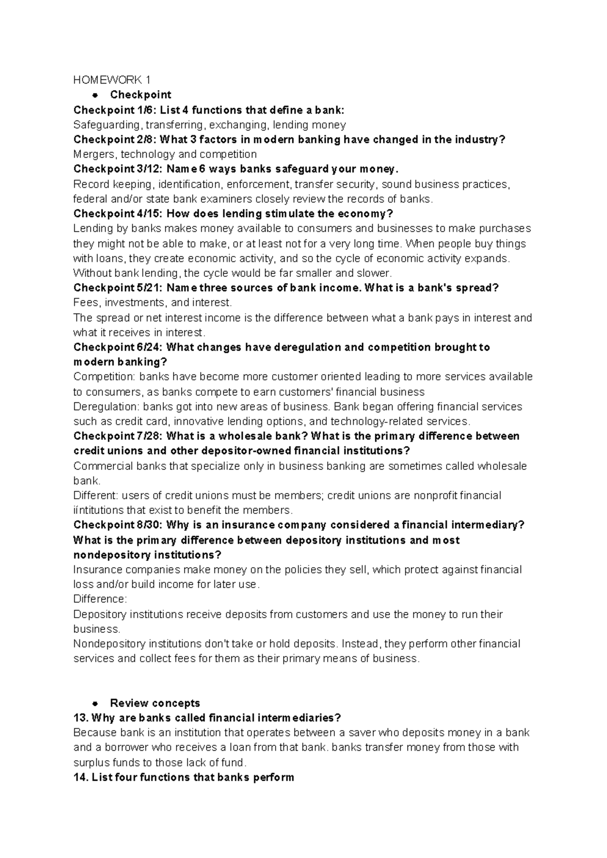 assignment Banking System - HOMEWORK 1 Checkpoint Checkpoint 1/6: List ...