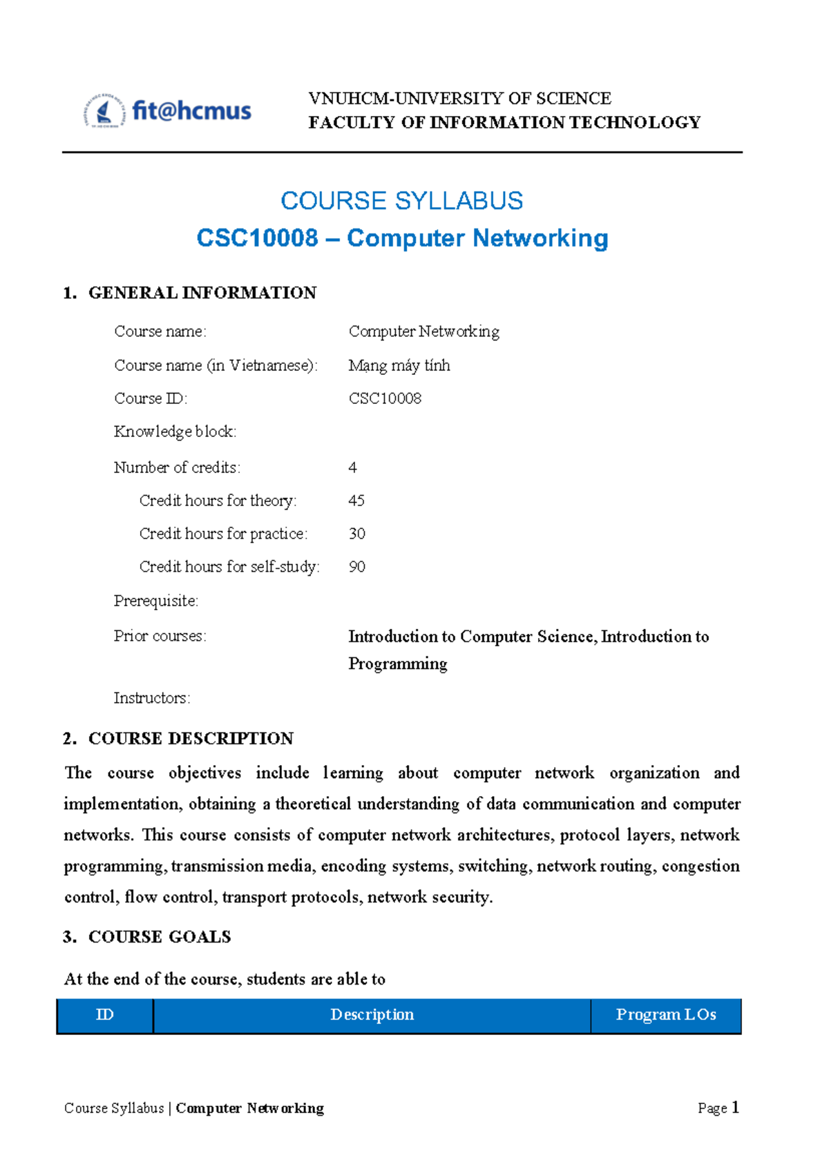 CSC10008 Computer Networking Syllabus 2021 - Version 1 - Studocu