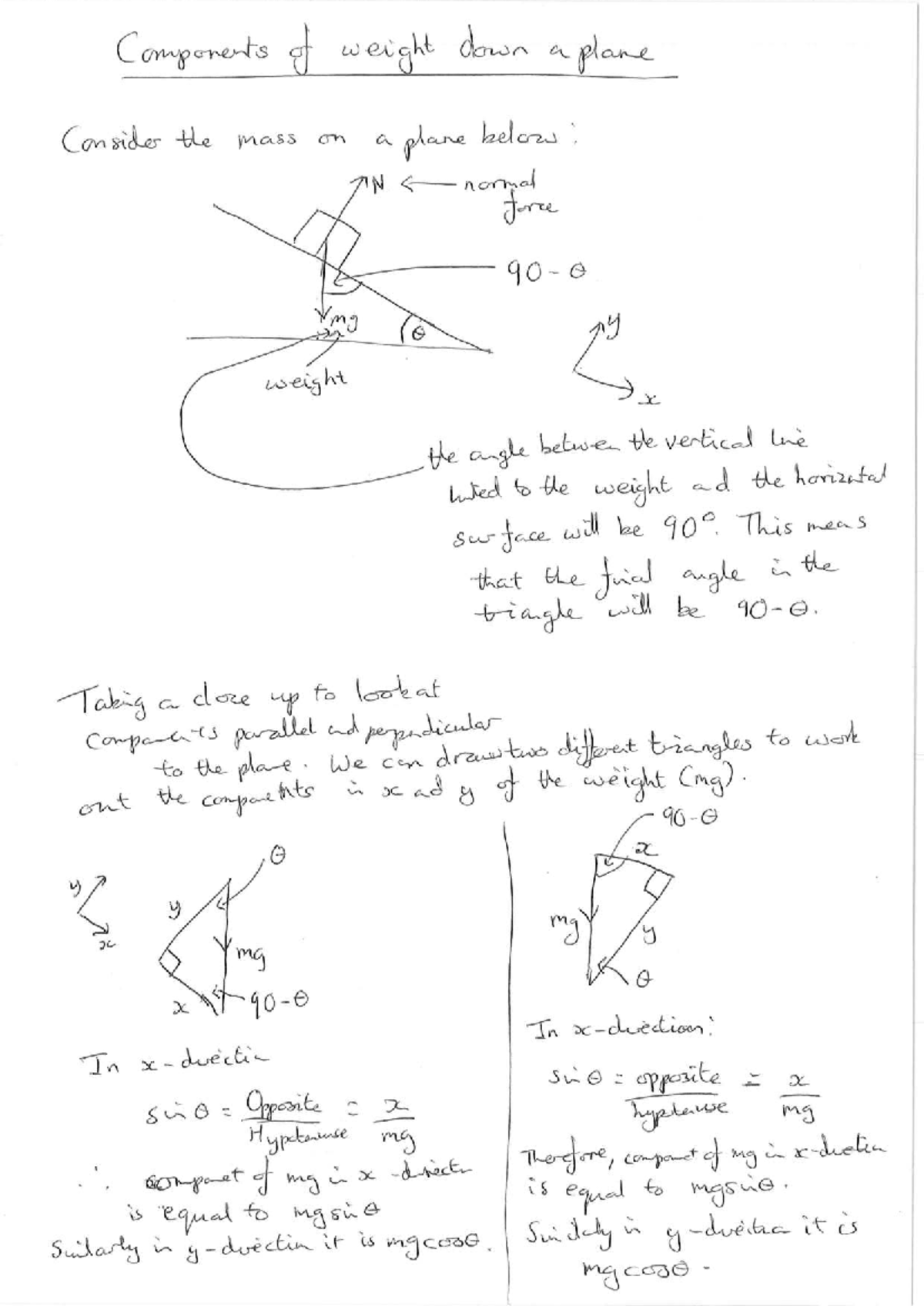 Components of Weight on a Plane: Analysis and Calculations - Studocu