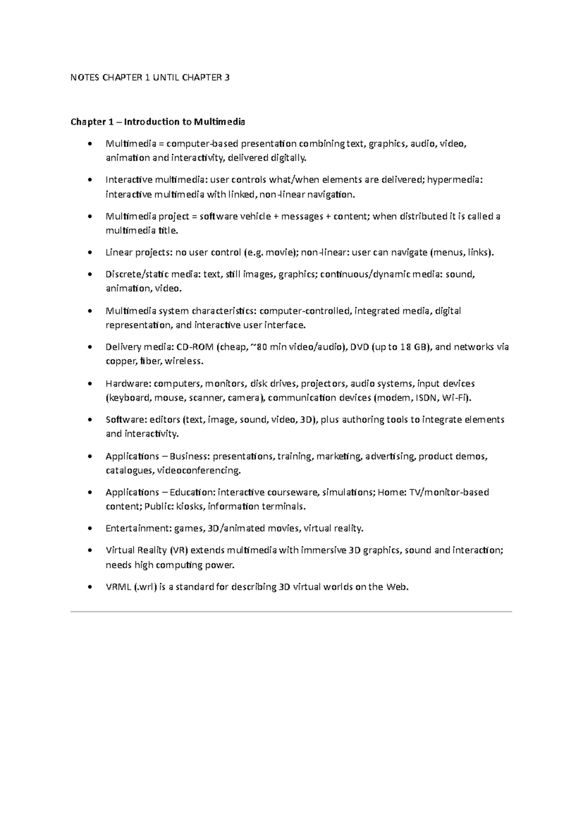 Multimedia Notes: Chapters 1-3 Overview and Key Concepts - Studocu