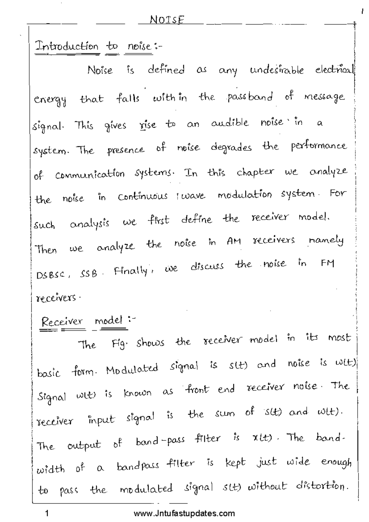 UNIT-4 Lecture Notes on Noise and Output Characteristics - Studocu