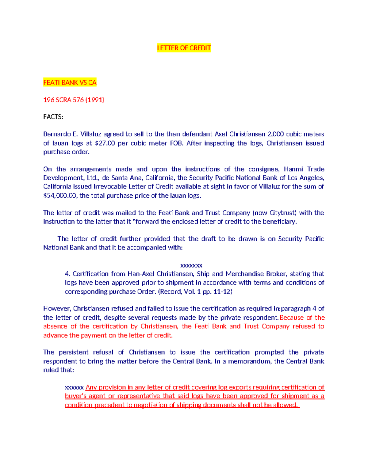 Case no. 21,22,23 rev - letter of credit - LETTER OF CREDIT FEATI BANK ...