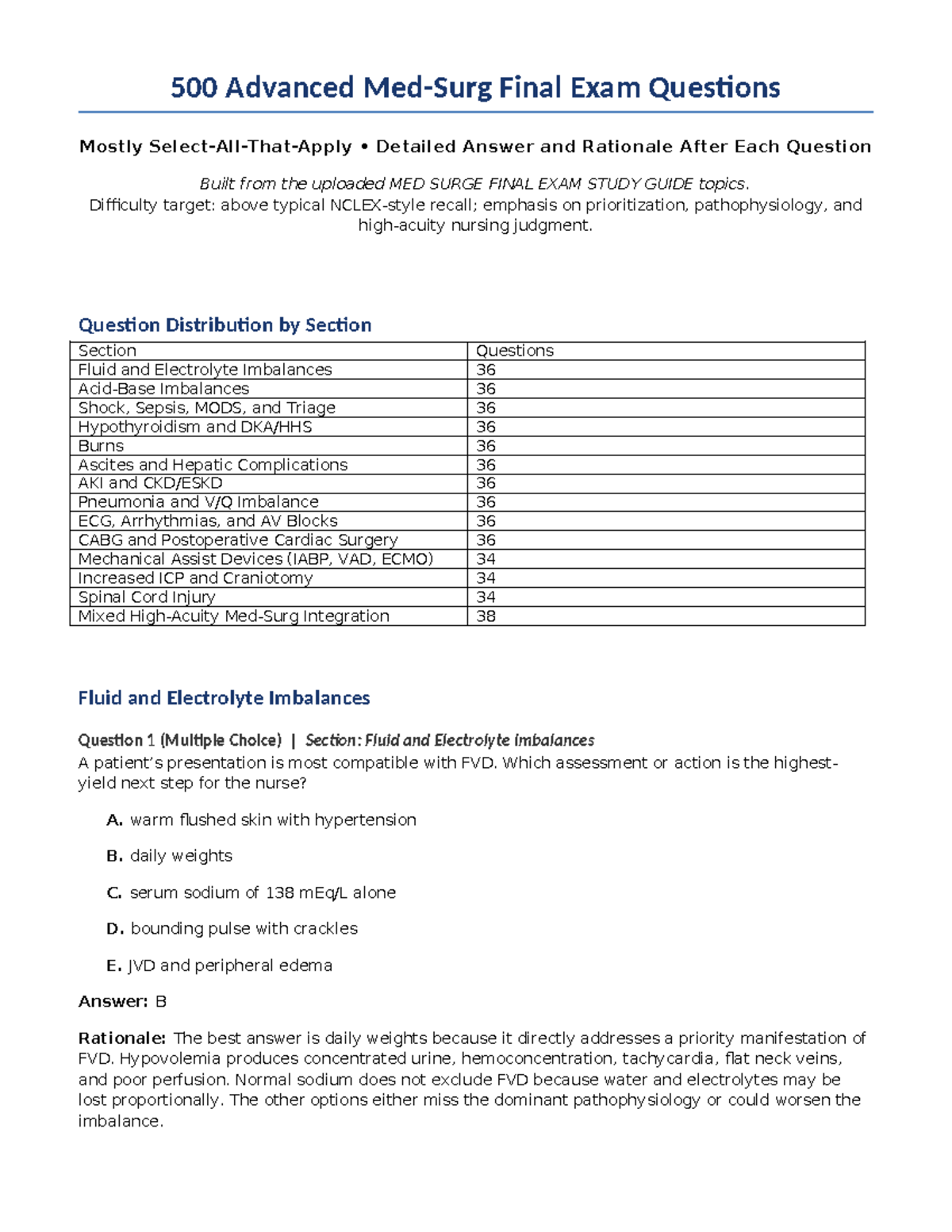 500 Advanced Med Surg Final Exam Questions with Detailed Answers - Studocu