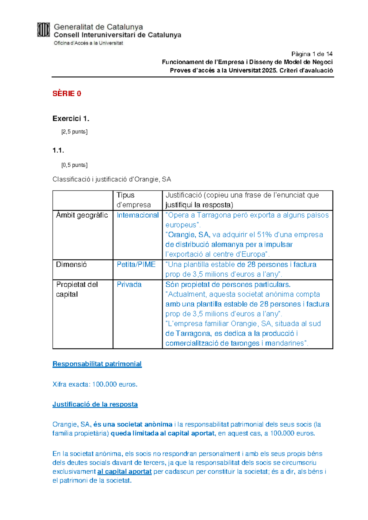 Exemple examen resolt - Funcionament de l’Empresa i Disseny de Model de ...