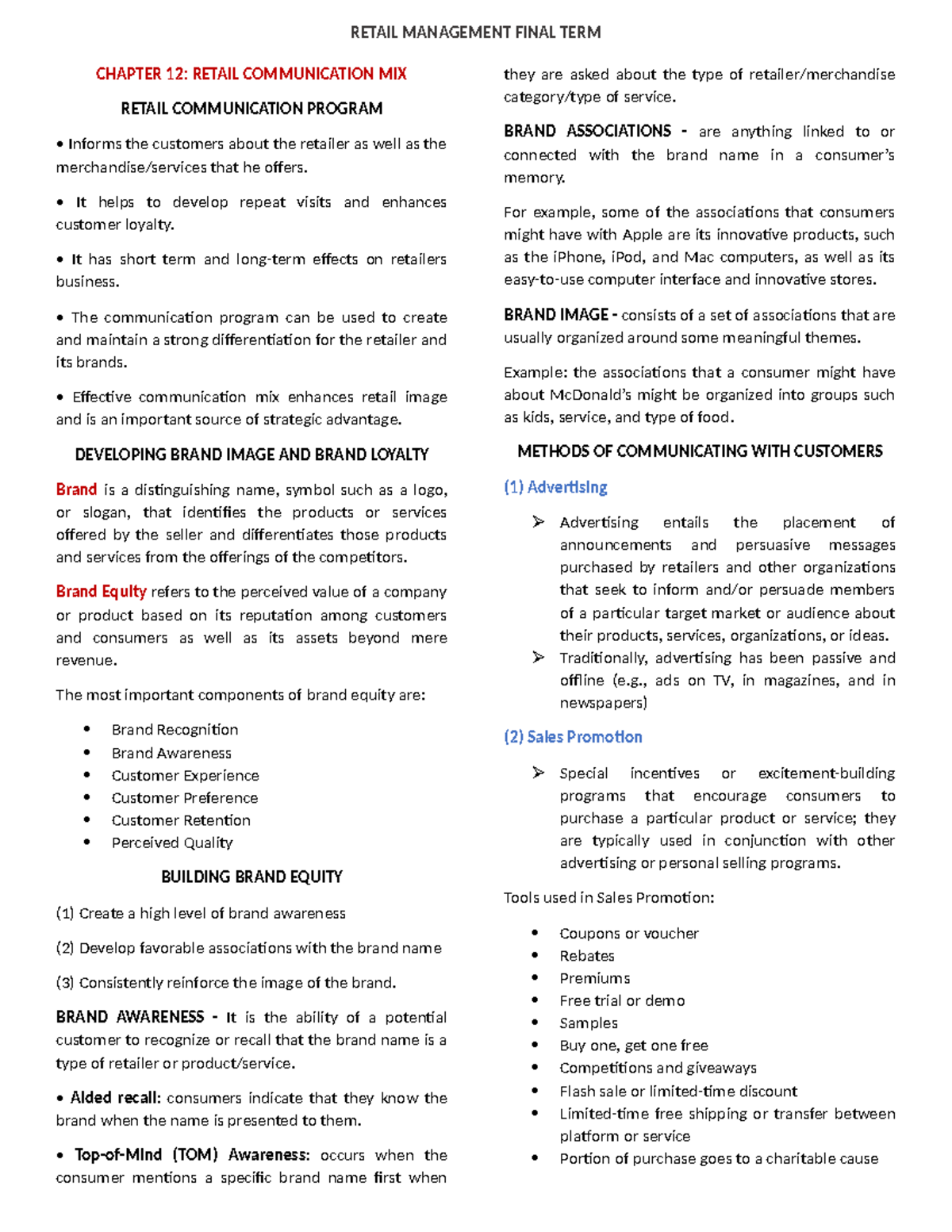 Chapter 12: Retail Communication Mix Insights - Retail Management Final ...