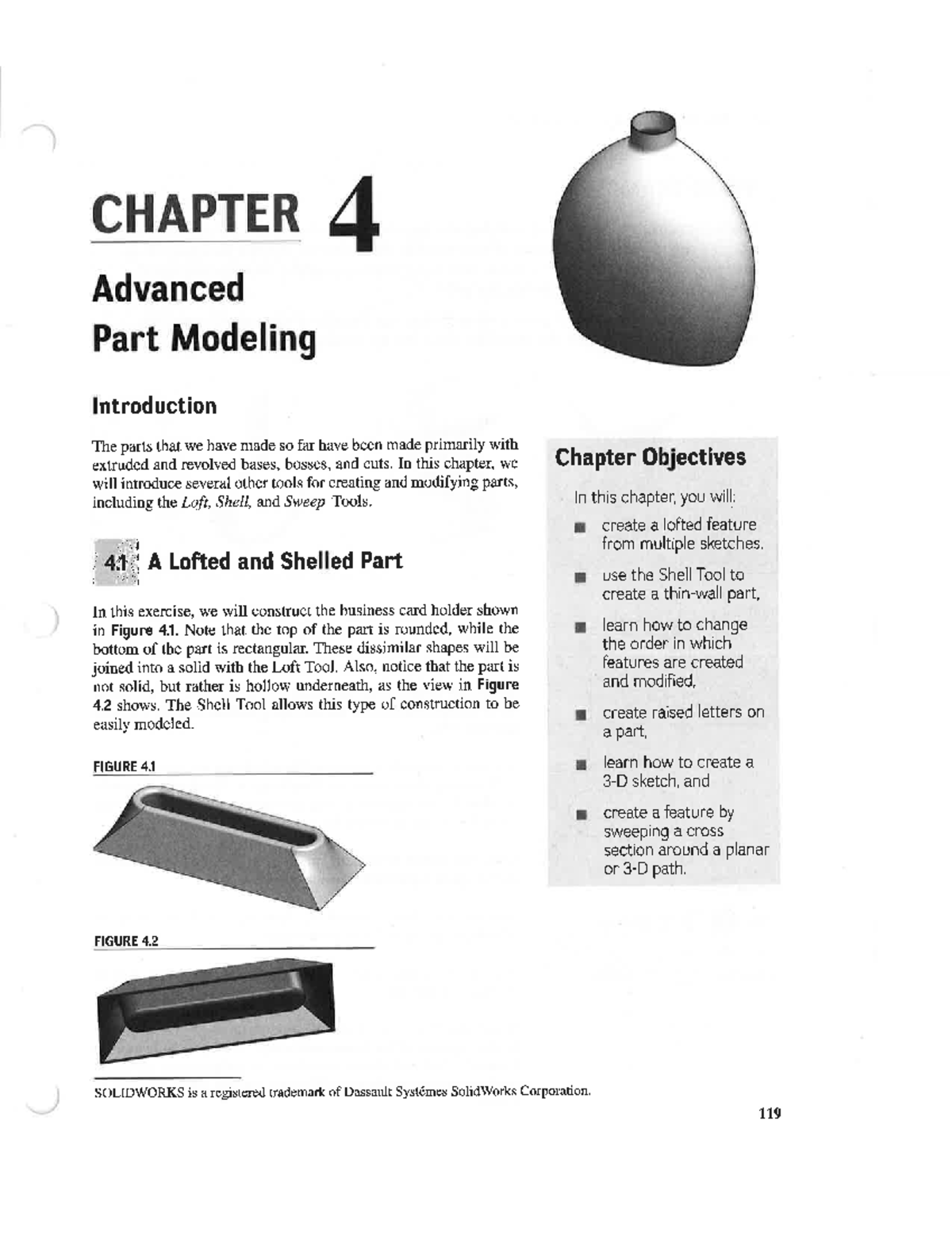 CHAPTER 4 Advanced Part Modeling in SOLIDWORKS: Loft, Shell, and Sweep ...