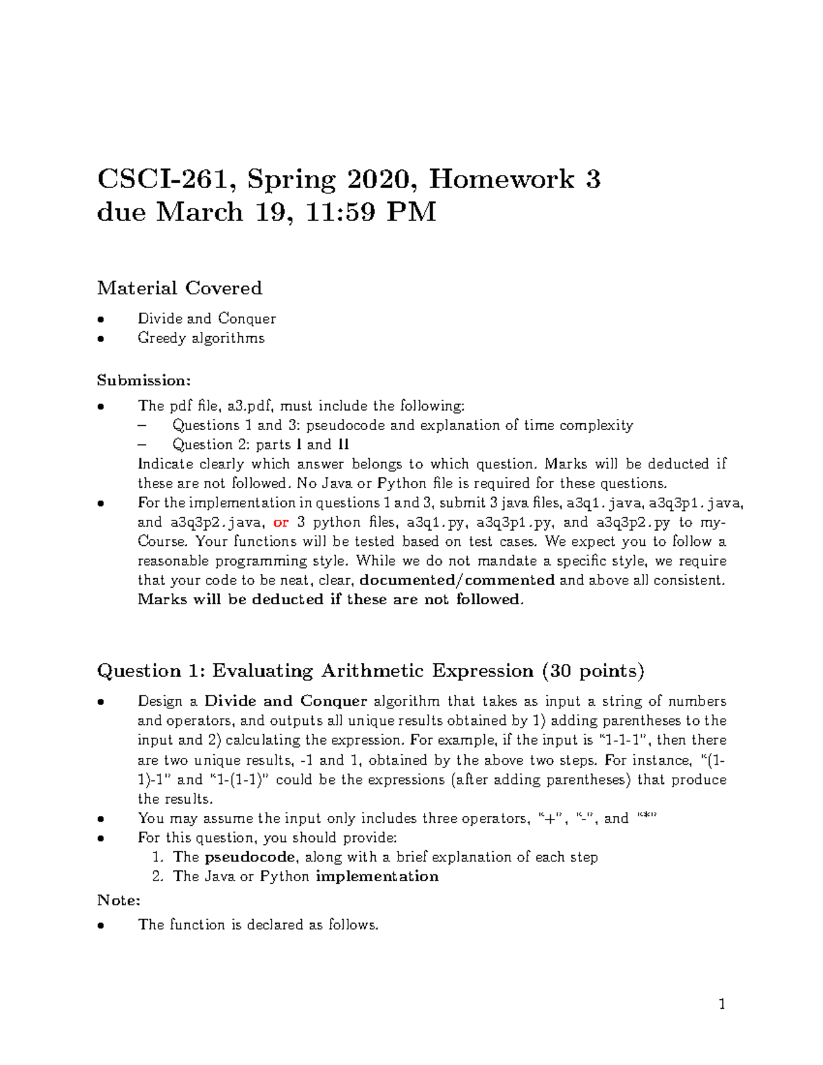 CSCI-261 Spring 2020 - Homework 3: Algorithms and Time Complexity - Studocu