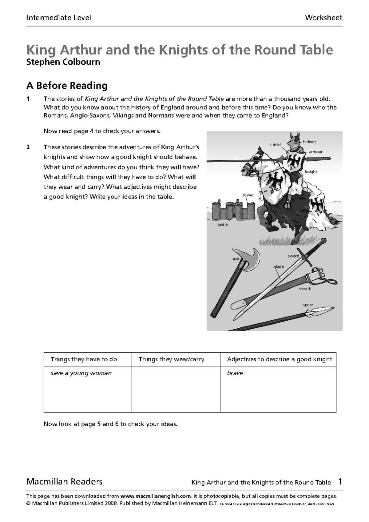 Macmillan Readers: King Arthur & the Knights of the Round Table - Study ...