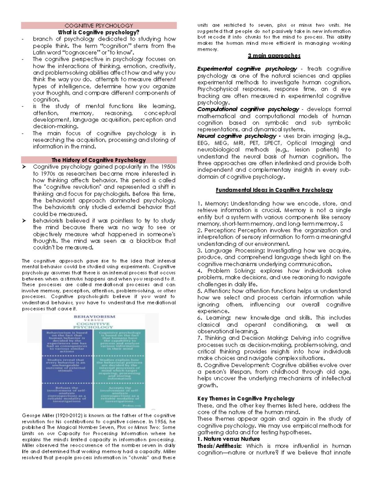 Cognitive Psychology Overview: Key Concepts and Historical Insights ...