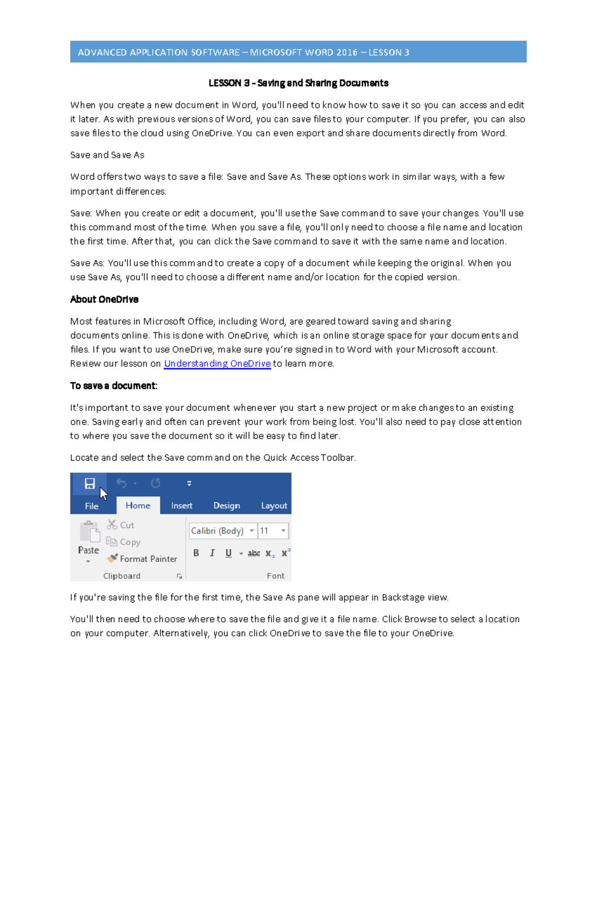 MS WORD Lesson 3 - FIRST year Second Semester - Application Software ...